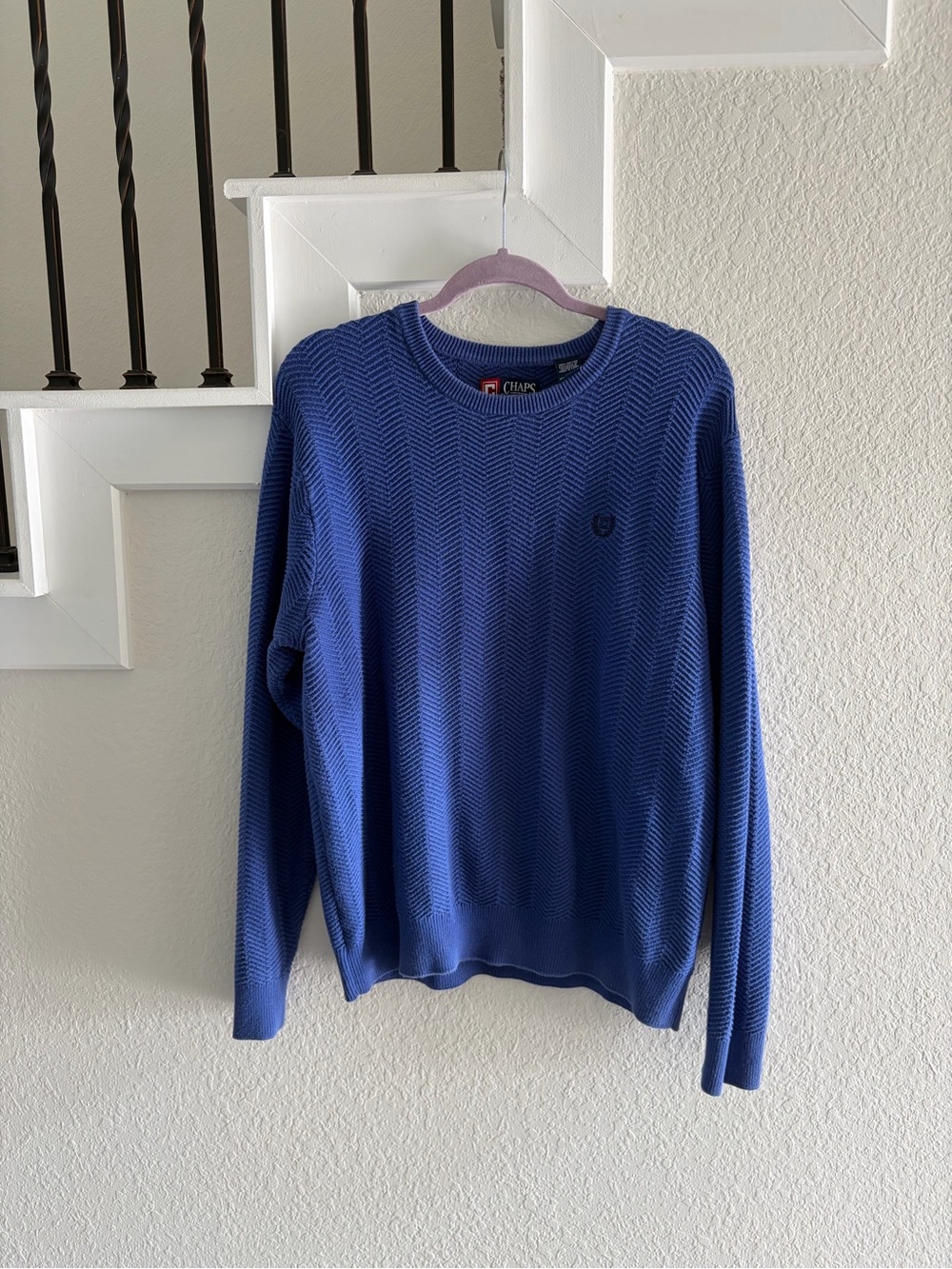 Chaps Ralph Lauren Blue 100% Cotton Knit Crewneck Sweater XL